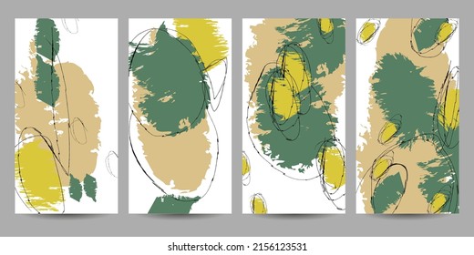 Elegant natural pastel muted pale calm tones card templates set. Collection of romantic invitations with art abstraction background line color