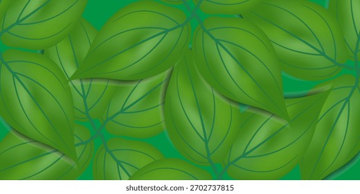 Elegante Natur grüner Hintergrund Vektor. Blumenmuster, tropische Pflanzenlinien, Vektorgrafik