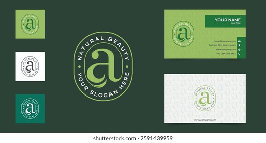 Elegant Nature Letter A Logo for Beauty Circular Monogram Logo for Natural Beauty Brands. latter a logo design beauty and handmade products, 