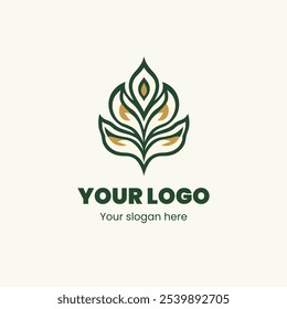 "Elegante diseño de logotipo inspirado en la Naturaleza con motivos de hojas y texto personalizable"

