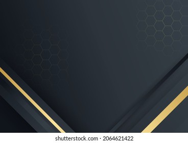 Elegant navy black gold background with overlap layer. Suit for business, corporate, institution, party, festive, seminar, and talks