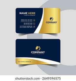 Elegant Navy Blue and Gold Business Card Template for Corporate Professionals