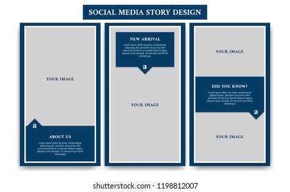 Elegant navy blue mature male fashion or article blog social media story frame template