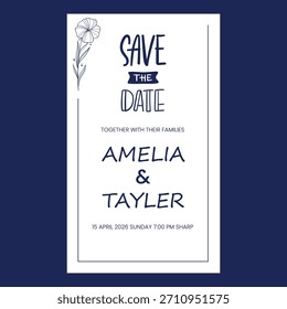  Elegant Navy Blue Save the Date Wedding Invitation Template