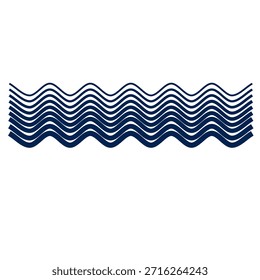Ondas azuis da marinha elegantes fluem suavemente, criando movimento dinâmico e temas náuticos serenos, perfeitos para marcas, fundos ou elementos decorativos