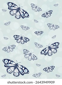 Elegant Navy Butterflies on Soft Background
