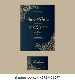 Elegant Navy and Gold Save the Date Invitation Template