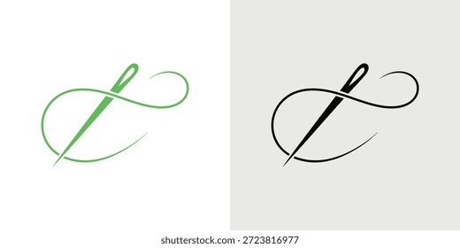 Iconos elegantes de la aguja y del hilo en colores contrastantes, perfectos para la costura o los proyectos relacionados del arte.