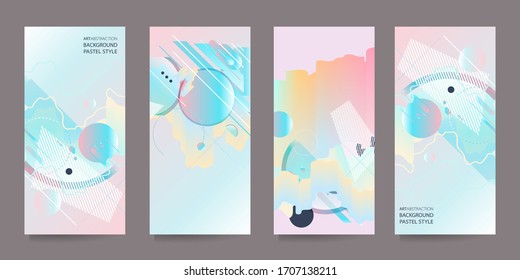 Elegant neo mint color pastel muted pale calm tones card templates set. Vector stock illustration
