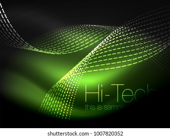 Elegant neon flowing stripes, smooth waves with light effects. Vector illustration