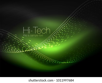 Elegantes rayas de neón que fluyen, olas suaves con efectos claros. Ilustración del vector