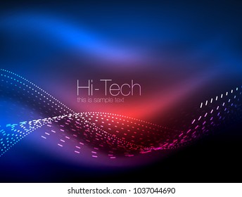 Elegant neon flowing stripes, smooth waves with light effects. Vector illustration