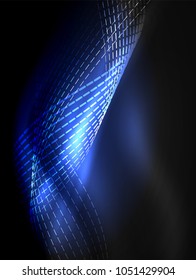 Elegant neon flowing stripes, smooth waves with light effects. Vector illustration