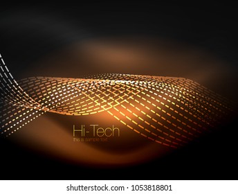 Elegant neon flowing stripes, smooth waves with light effects. Vector illustration