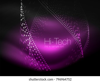 Elegant neon flowing stripes, smooth waves with light effects. Vector illustration