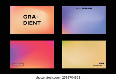 elegant neon mesh gradient vector backgrounds set, modern vibrant colorful digital art branding, bright dynamic abstract soft blur cover for web media poster card banner presentation design template