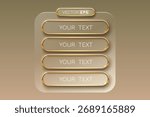 Elegant neumorphic UI design template with golden elements. Modern customizable buttons and text fields. Vector illustration.