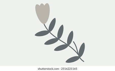 Elegant Neutral Flower Illustration on white background