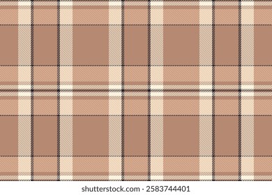 Elegant neutral plaid pattern in soft beige and brown tones.  Perfect for textile designs, website backgrounds, or autumnal themed projects. This seamless texture evokes warmth and sophistication.