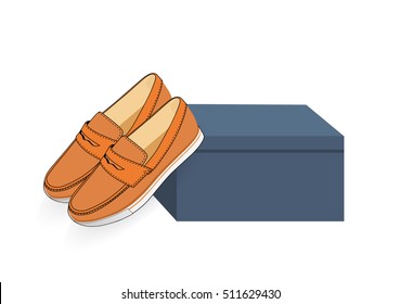 elegant new orange shoes with shoe box