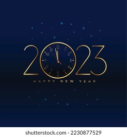 elegant new year 2023 blue background with realistic clock design 