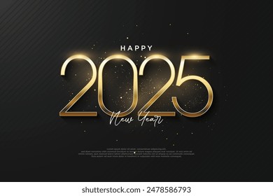 Elegant New Year 2025 numbers with a touch of bright gold color. Modern vector premium design. Design for posters, calendars and book covers.