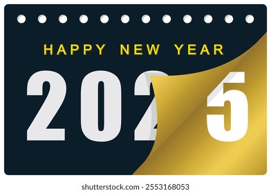 Elegant New Year banner with gold elements. Happy New Year 2025 Background Design. Happy New Year 2025 concept. Flat vector illustration.