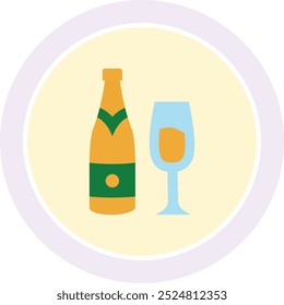 Elegant New Year Toast Icon for Celebrating New Beginnings and Joyful Gatherings, Symbolizing Cheers, Good Fortune, and Shared Happiness in a Festive and Cheerful Design