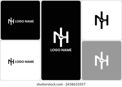 Elegante NH Iniciais Relógio Monograma Logo