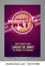 Elegant Night Party Celebration Flyer, Banner, Pamphlet or Invitation Card with sparkling effects.