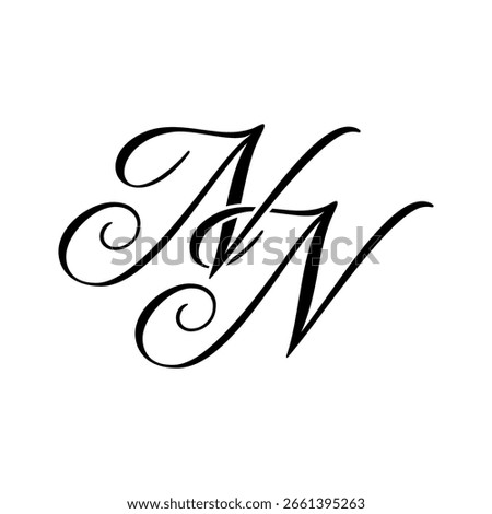 Elegant NN Monogram Logo in Black Script – Luxury Calligraphy Initial Design on White Background	