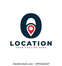 Elegant Number 0 Geotag or Location Symbol Logo. Red Shape Point Location Icon. Usable for Business and Technology Logos. Flat Vector Logo Design Ideas Template Element.