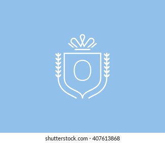 Elegant number 0 logotype. Premium numeral crest logo design. Luxury figure shield rounded crown sign. Print, t-shirt design shape.