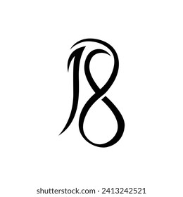 Elegant number 18 logo design template vector illustration