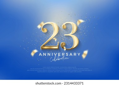 Elegant number 23rd with gold glitter on a blue background. Premium vector for poster, banner, celebration greeting.