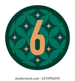 Elegant Number 6 with Circular Floral Border Design for Timeless Decoration