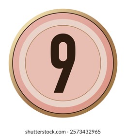 Elegant Number 8 Valentine Icon in Pastel Pink and Gold with Minimalist Style