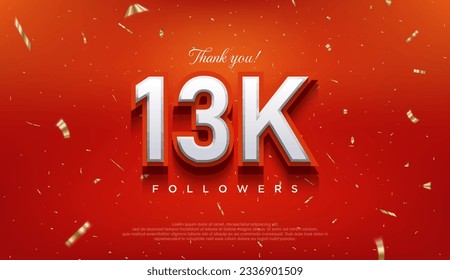 Elegant number to thank 13k followers, the latest premium vector design.