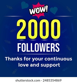 Elegant number to thank 2000 followers, the latest premium Premium vector for poster, banner, celebration greeting.
