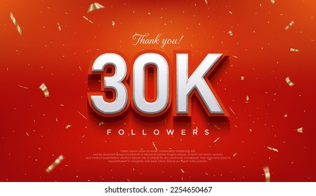 Elegant number to thank 30k followers, the latest premium vector design.