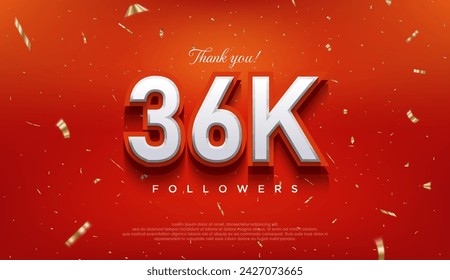 Elegant number to thank 36k followers, the latest premium vector design.