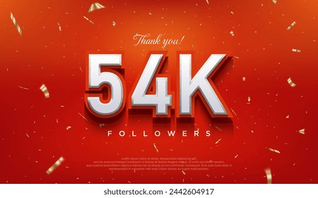 Elegant number to thank 54k followers, the latest premium vector design.