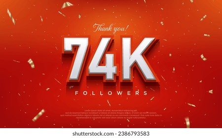 Elegant number to thank 74k followers, the latest premium vector design.