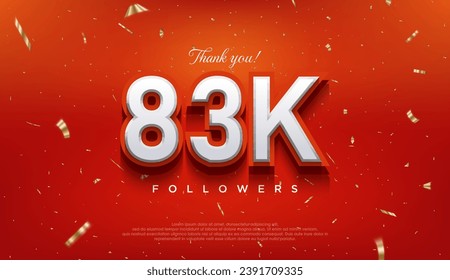 Elegant number to thank 83k followers, the latest premium vector design.