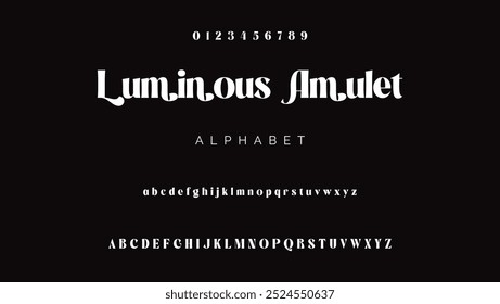 Elegantes números y letras del alfabeto. Fuente simple y tradicional que tiene estilo. Fuente de Vector serif moderna en mayúsculas y minúsculas. Diseños de moda a Pequeña escala