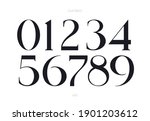 Elegant numbers font on white background vintage style for wedding invitation, book, t-shirt, poster, motion design. Vector 10 eps