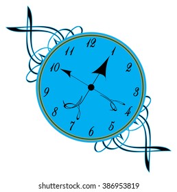 elegant numeral clock / vector illustration Blue