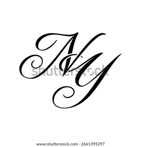 Elegant NY Monogram Logo in Black Script – Luxury Calligraphy Initial Design on White Background	