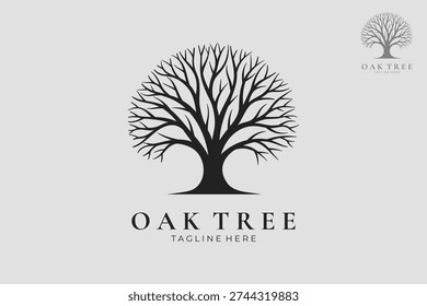 Elegant oak tree silhouette logo design