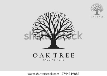 Elegant oak tree silhouette logo design